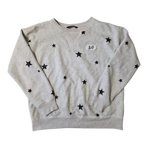 Ambercrombie & Fitch Crewneck Grey Sweatshirt With Navy Stars